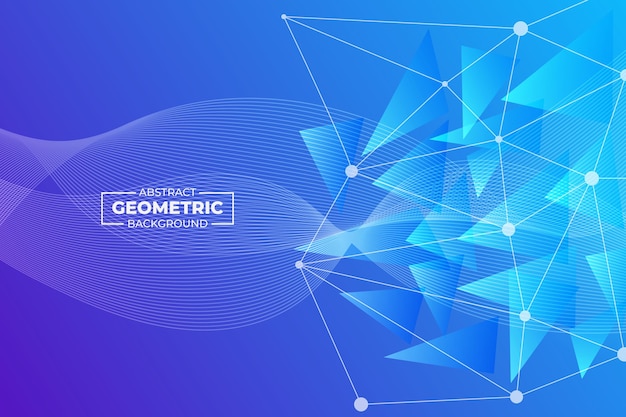 Abstract Geometric and Wavy Line Background Blue