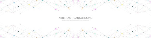 abstract geometric banner with connecting dots and lines. Global network connection. Digital technology with plexus  