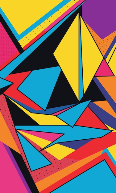 Abstract geometric colorful pop art triangle shape background decorative object