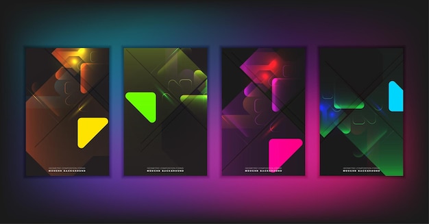 abstract geometric composition forms modern background with decorative triangles and patterns backdrop vector illustration set