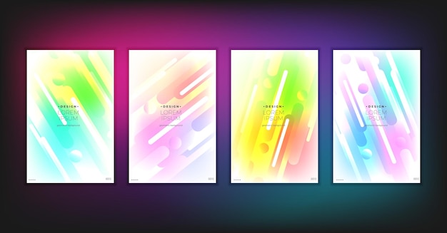 Abstract geometric composition forms modern background with decorative triangles and patterns backdrop vector illustration set