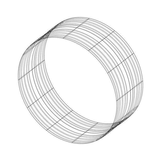 Abstract geometric cylinder Isometric grid Circle drawing 3D illusion