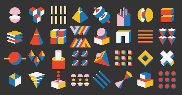 abstract geometric design with volumetric figures with bold shapes clean lines and vibrant colors vector illustration