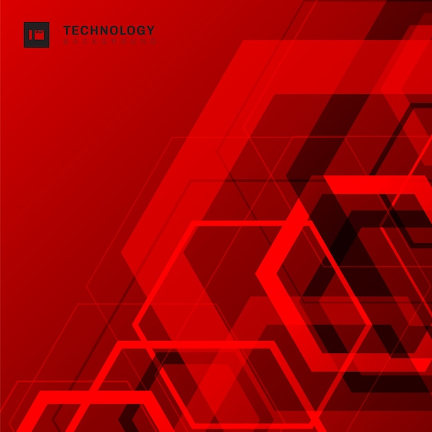 Abstract geometric hexagon shape red background