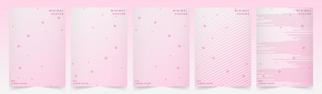 Abstract geometric line background set with style pink design.