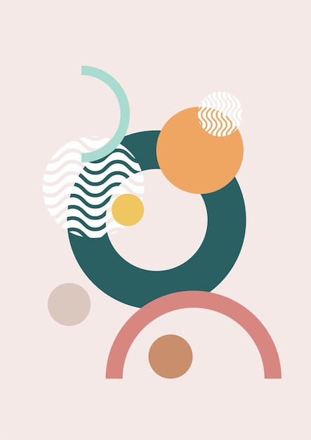 abstract geometric natural shapes poster set in mid century style modern illustration minimalist print poster boho wall decor flat design vector minimal art