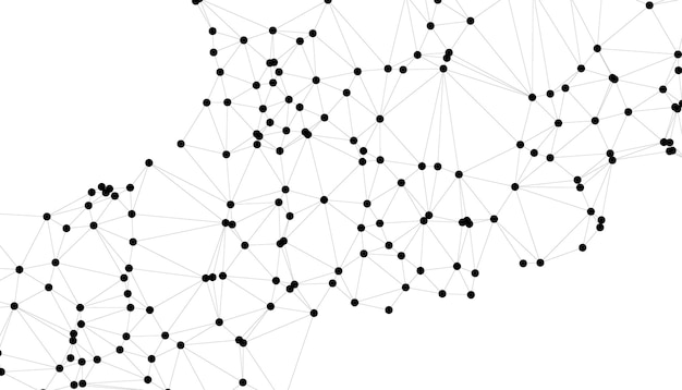 Abstract Geometric Network Background with Interconnected Black Dots and Lines Minimalistic Polygon