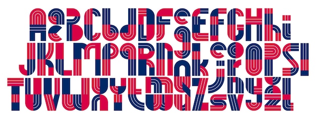 Abstract geometric original font vector typeset logo creation alphabet minimal tech linear geometry style stylish square unique tile letters set uppercase and lowercase