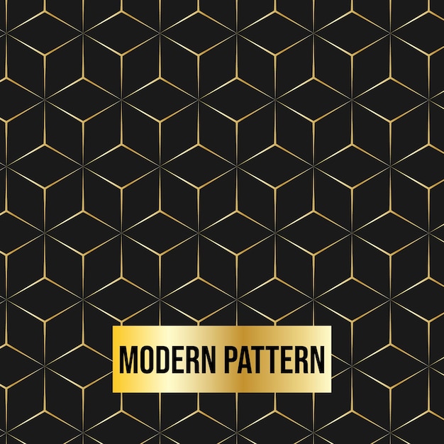Abstract geometric pattern with lines, 3D pattern seamless vector background. Black and Gold texture