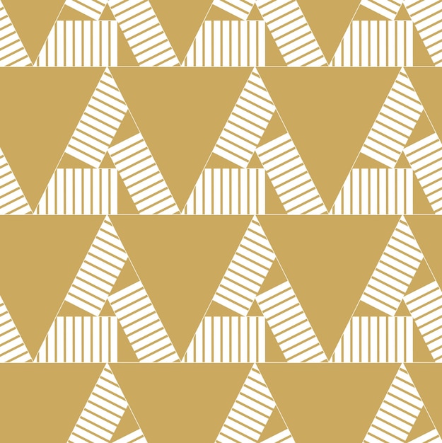 Abstract geometric pattern with triangle and stripes on gold background A seamless vector background Graphic modern pattern White and gold pattern