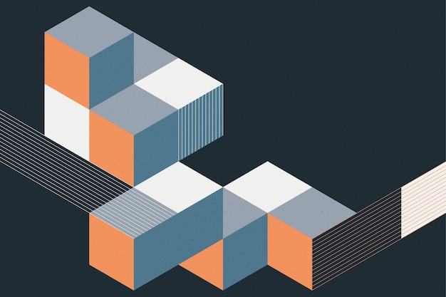 abstract geometric shapes of cubes backdrop retro isometric mosaic composition background