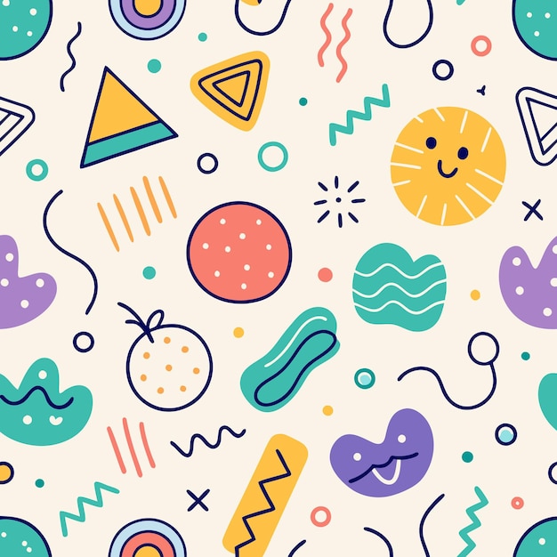 Abstract Geometric Shapes Seamless Pattern Colorful