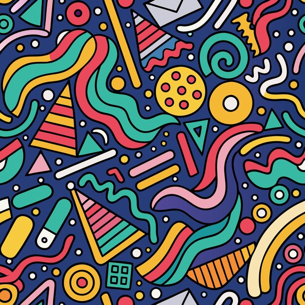 Abstract Geometric Shapes Swirls Seamless Pattern