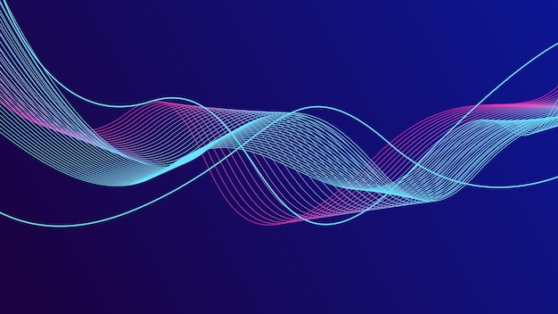 Abstract glowing wave lines on dark blue background Modern flowing wavy lines Futuristic technology concept