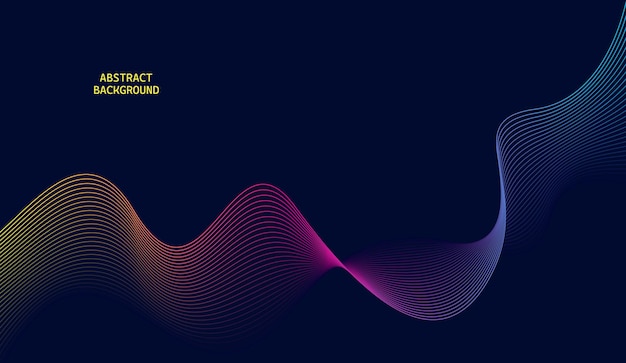 Abstract glowing wave lines on dark blue background Modern flowing wavy lines