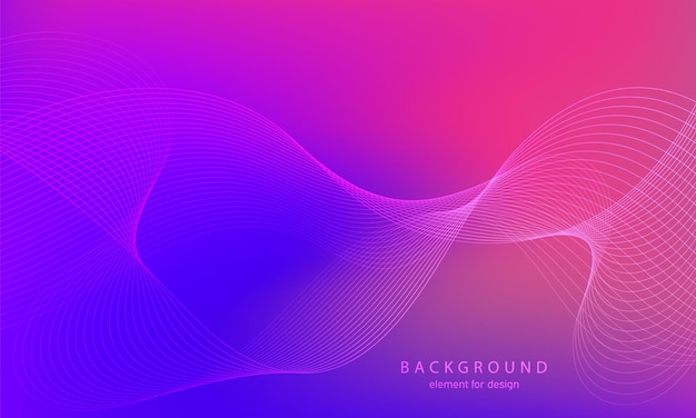 Abstract gradient background. Colorful shiny wave with lines created using blend tool.