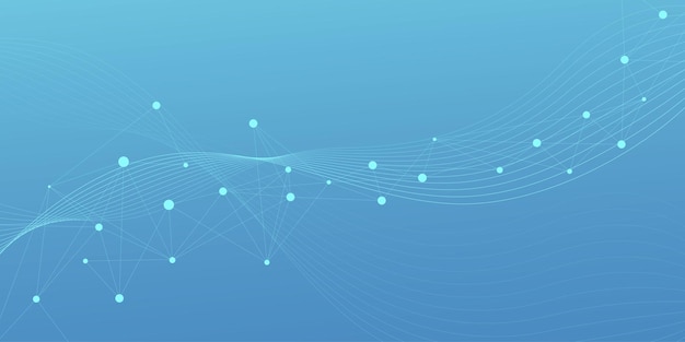 Abstract gradient network connection with connecting dots lines and wave Website header or banner