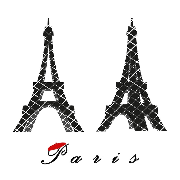 abstract graphic eiffel tower vector illustration isolated on white background