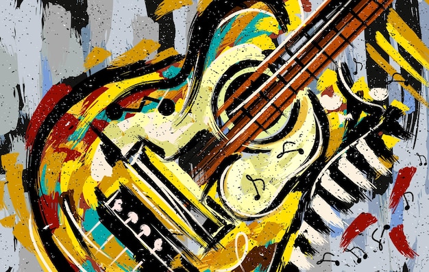 abstract guitar art illustration
