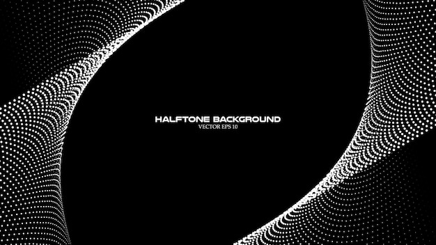 abstract halftone wave pattern on the black background for backdrop or wallpaper