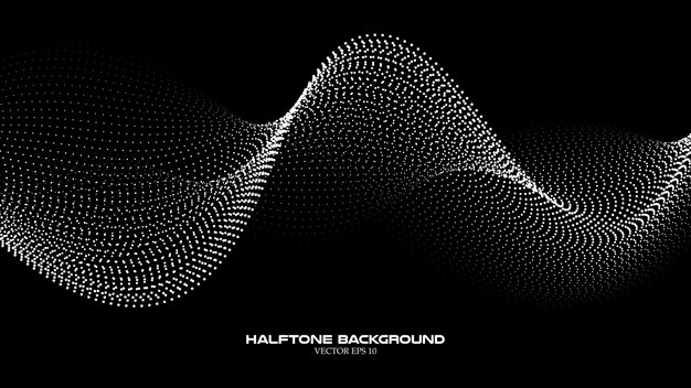 abstract halftone wave pattern on the black background for backdrop or wallpaper