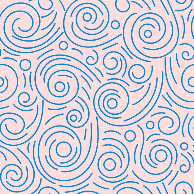 abstract hand drawn doodle thin line wavy seamless pattern. curly linear messy background.