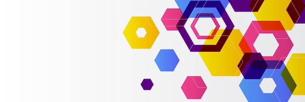 Abstract hexagon colorful banner background Gradient dynamic vibrant geometric vector abstract graphic design banner pattern background template web landing page