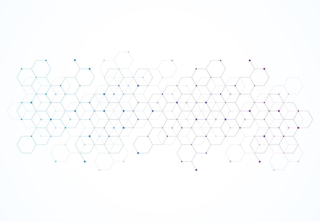 Abstract hexagonal molecular structures in technology background and science style Medical design Vector illustration