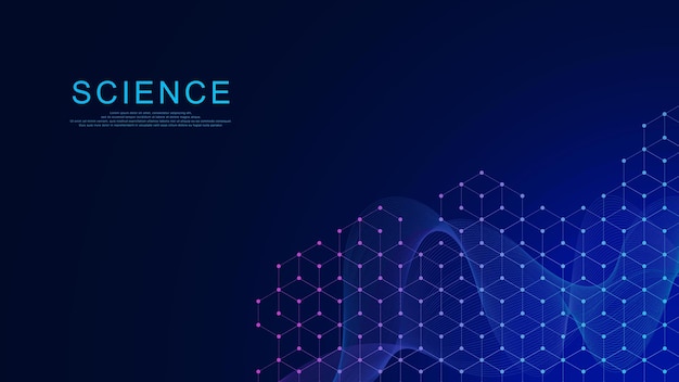 abstract hexagonal with wave flow for science and molecular structure background concept