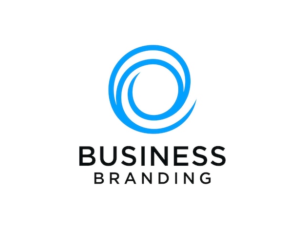 Abstract Initial Letter O Logo. Blue Circular Waves Style.