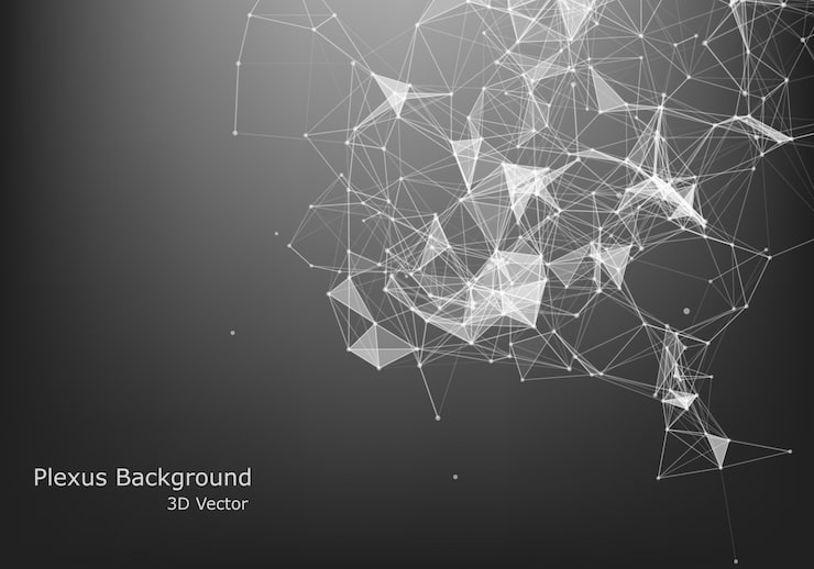 Vector abstract internet connection and technology graphic design. polygonal background, geometrical backdrop with dots, lines, triangles for global web, connection, science, futuristic concept.