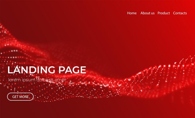 Abstract landing page background with red particles Technology vector illustration