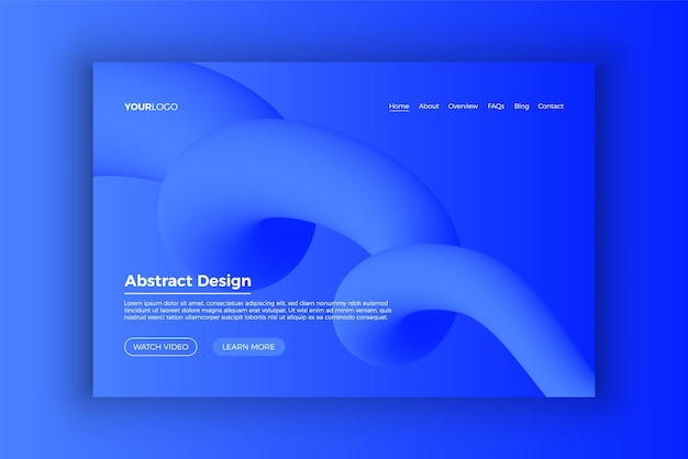 abstract landing page with blue color gradian template design