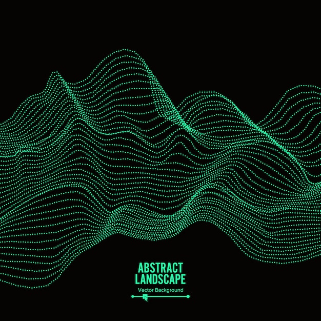 abstract landscape background. array with dynamic particles.