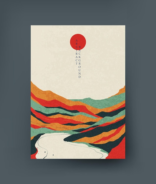 Abstract landscape in oriental style. Vector.