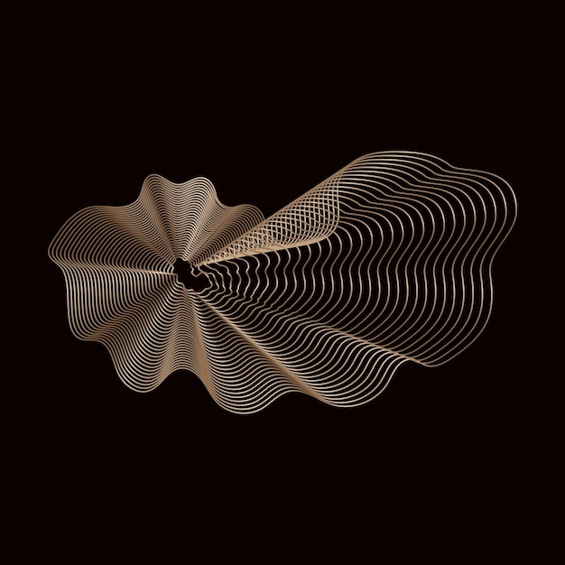 Abstract linear on a black background golden element in art deco style Vector abstract linear object