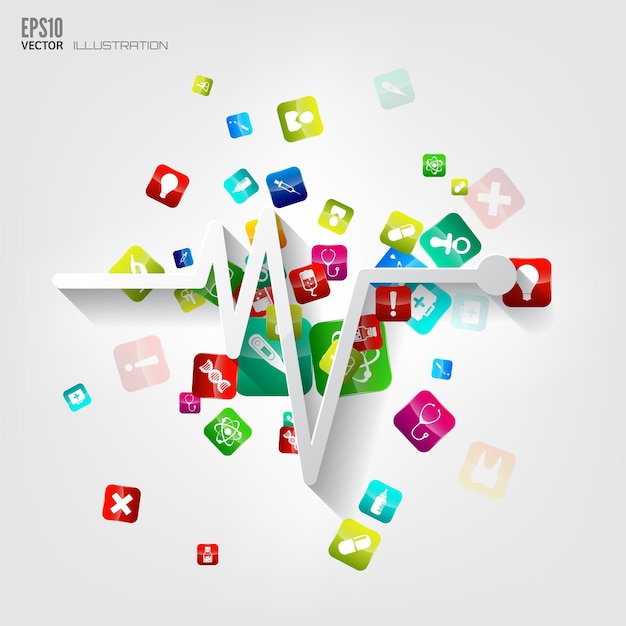 Abstract medical background with application icons