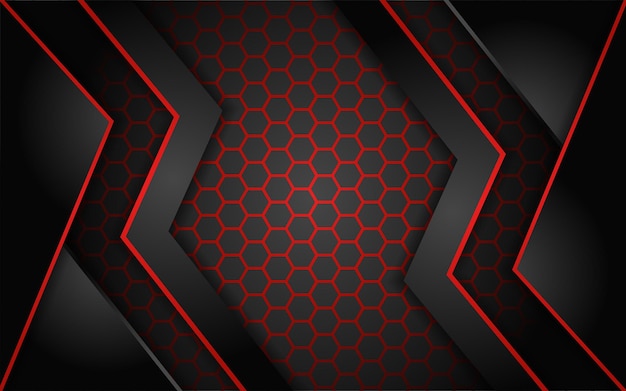 Abstract modern dark gradient texture background combined with futuristic red lines