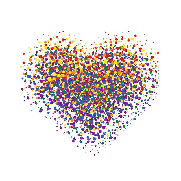abstract multicolor splattered heart shape icon symbol art style spotted heart isolated