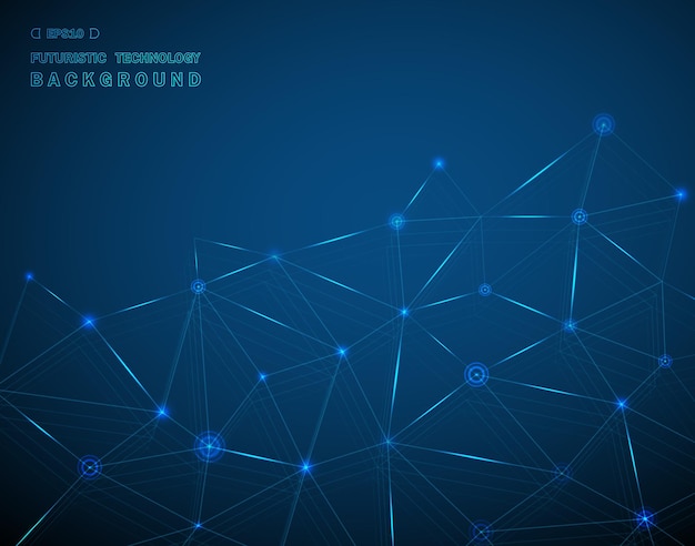 Abstract of techonology background in blue glowing line digital