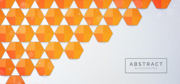 Abstract orange hexagon shape pattern background design with mesh black shadow vector