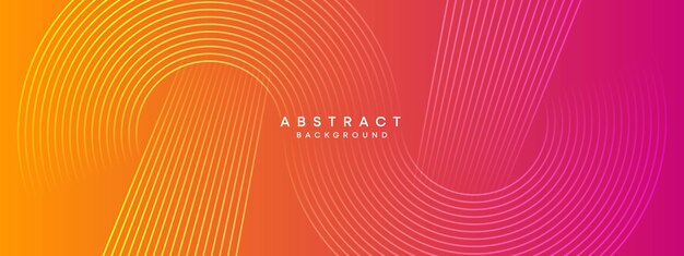 Abstract orange pink and yellow purple gradient waving circles lines Technology banner background