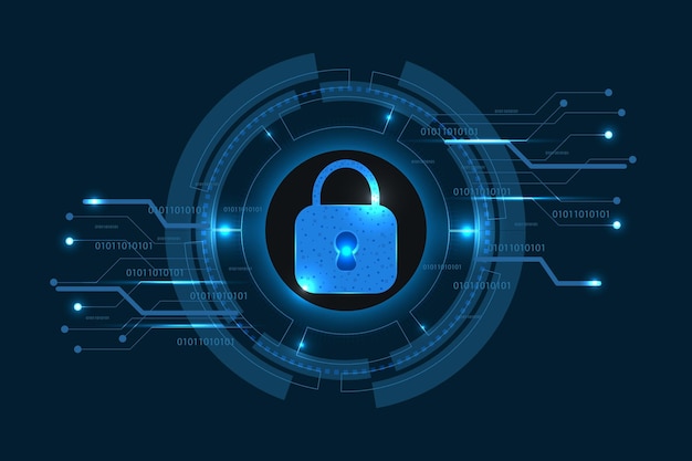 abstract padlock data security technology background