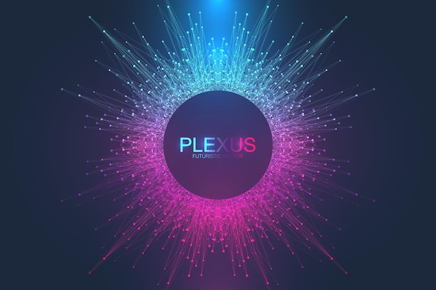 Abstract plexus background with connected lines and dots. Big data visualization. Molecule and communication background. Graphic background for your design. Lines plexus visual vector illustration.