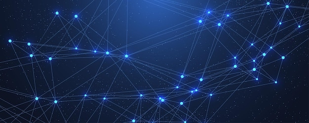 Abstract plexus background with connected lines and dots. Plexus geometric effect. Digital data visualization. Futuristic technology style low-poly element for design. Vector illustration.