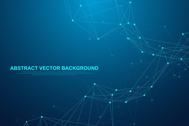 Abstract plexus background with connected lines and dots wave flow plexus geometric effect big data ...