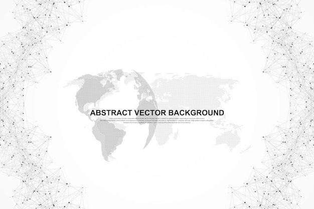 Abstract plexus background with connected lines and dots wave flow plexus geometric effect big data ...