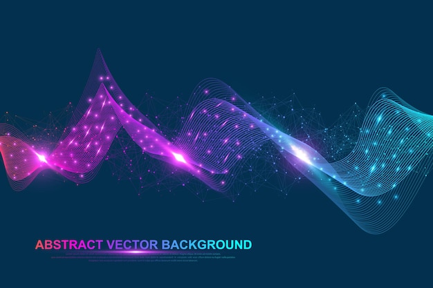 Abstract plexus background with connected lines and dots wave flow plexus geometric effect big data