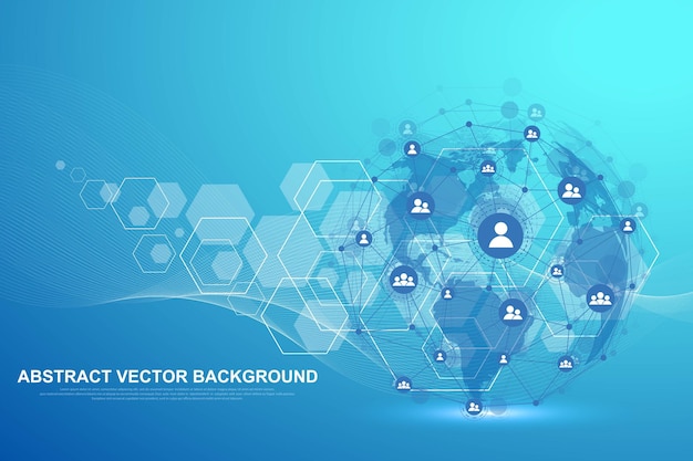 Abstract plexus background with connected lines and dots wave flow plexus geometric effect big data