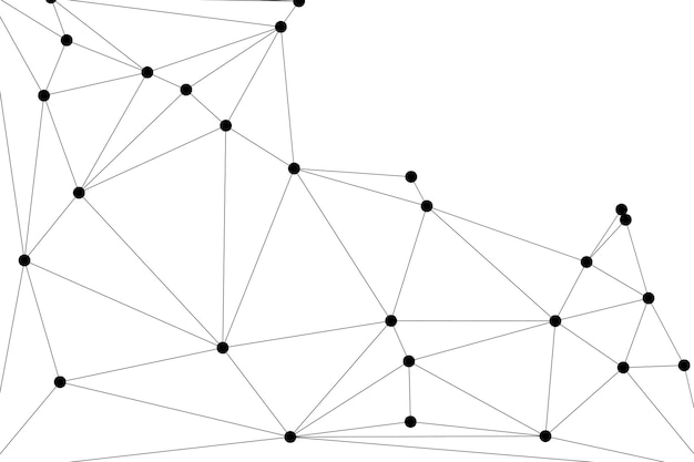abstract polygonal mesh with black nodes and thin lines creating a minimalist geometric network pattern